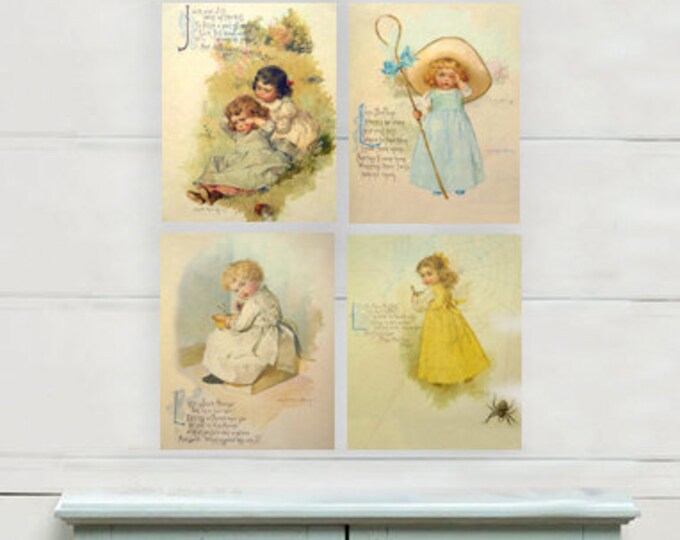 Vintage Nursery Rhyme Wall Art Print Collection Nursery Art Etsy