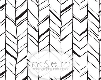 Herringbone Backdrop 5ft x 5ft, Herringbone Black and White Vinyl Photo Backdrop, Herringbone photography backdrop "Herringbone Haven"