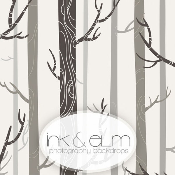 Vinyl Backdrop 4ft x 3ft, Photography Backdrop Modern Trees Background, Forest Woods Trees backdrop, Photo Booth Prop, "In the Woods "