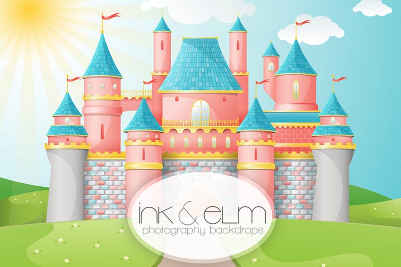 Princess Castle Backdrop 5ft x 5ft, Vinyl Photography Backdrop, Birthday Party Princess Theme Fairytale Castle Backdrop Happily Ever After image 1