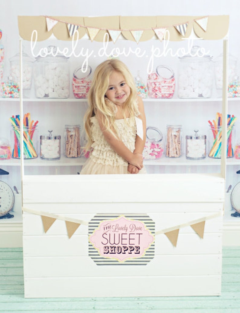 Backdrop Candy Shop Vinyl Photography Backdrop 7ft x 6ft, Sweet Shop Backdrop, Vintage Candy Shop Background, Like a Kid in a Candy Shop image 1