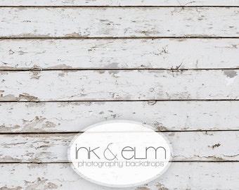 White Wood Backdrop 6ft x 5ft, Old White Wood Photography Backdrop or Floordrop, Vintage Old White Wood Floor Backdrop "Weathered Whites"