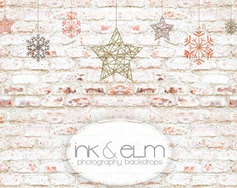 Christmas Backdrop 5ft x 5ft, Holiday Christmas Photography Vinyl Backdrop, Winter Snowflakes Background, "Deck the Halls"