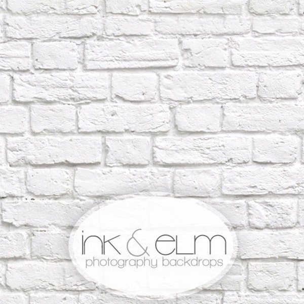 Backdrop LARGE SIZE OPTIONS, Vinyl Photography Backdrop, White Brick Wall backdrop, photo prop, newborn prop, "Great White Brick Wall"