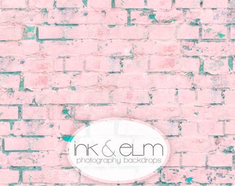 Pink Brick Backdrop 2ft x 2ft, Vinyl Product Photography Backdrop, Food Photography Prop, Brick Background, Prop, "Tickle Me Pink Brick"