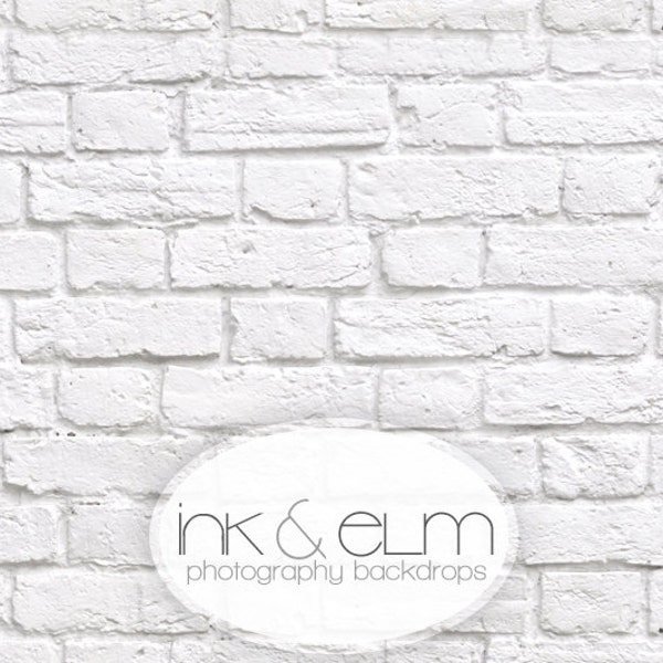 Vinyl Product Photography Backdrop 2ft x 2ft, Fresh White Brick Wall Backdrop, Food and Cake Photography Background "Great White Brick"
