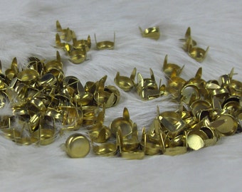 Flat Nailhead 2 Prong Spots Solid Brass 1/4 Pack of 100