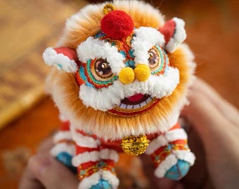 Handmade Embroidered Lion Dance Plush Toy | Chinese New Year of the Horse 2026