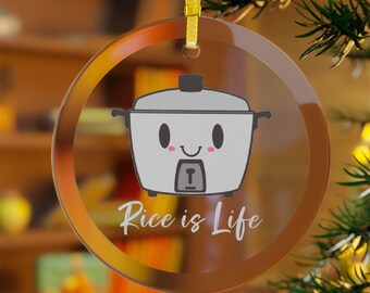 Rice is Life Filipino Culture Glass Ornament | Christmas Gift | Home Decor