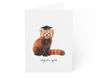 Red Panda Graduation Greeting Card - Congrats Grad