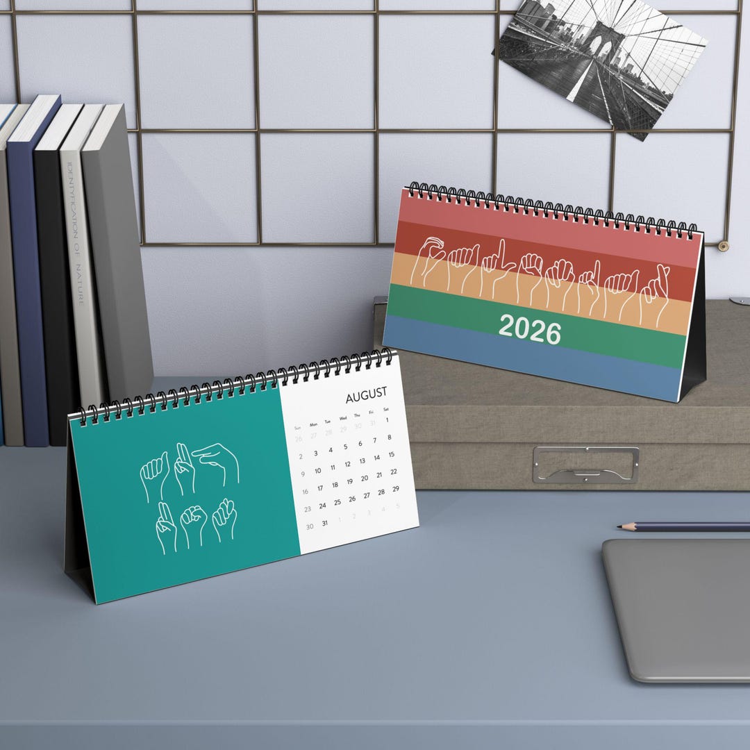 ASL American Sign Language 2026 Desk Calendar | Gift for Teachers ...