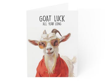 Chinese Lunar New Year of the Goat 2027 Greeting Card - Goat Luck All Year Long