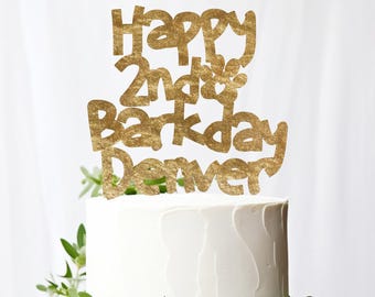 Personalized Barkday Dog Lover Happy Birthday Wooden Cake Topper