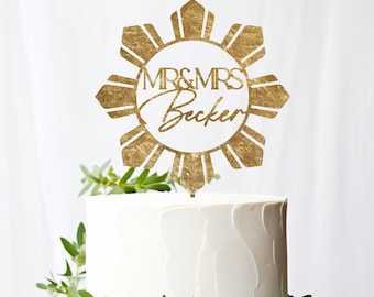 Personalized Mr & Mrs Wedding Philippines Filipino Sun Cake Topper