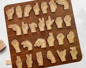 American Sign Language ASL Alphabet Puzzle Board