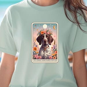 Kortharige aanwijzer tarotkaart T-shirt, shirt hondenliefhebber, dier tarot T-shirt, paranormaal huisdier top, SAP grafisch T-shirt, honden Mystic kleding