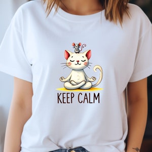 Keep Calm Yoga Cat Shirt, Cat Shirt, Sarcastic Shirt, Funny Cat Shirt, Yoga Shirt, Meditation Shirt,Cat Lover Shirt,Funny Namaste Shirt