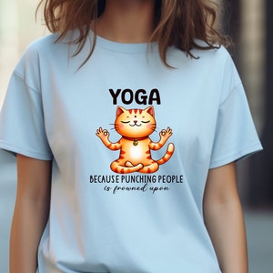 Yoga Cat Shirt, Yoga Because Punching People,Cat Shirt,Funny Cat Shirt,Namaste Shirt,Meditation Shirt,Cat Lover Shirt,Funny Namaste Shirt