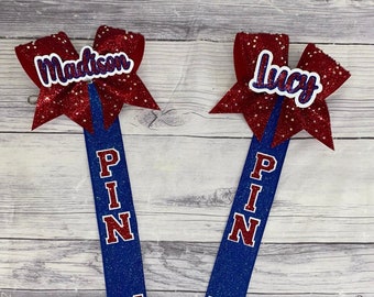 Red, Royal Blue and White Rhinestone Pin Me Ribbon