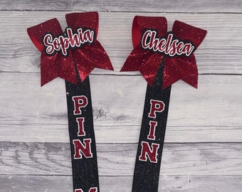 Red and Black Glitter Pin Me Ribbon