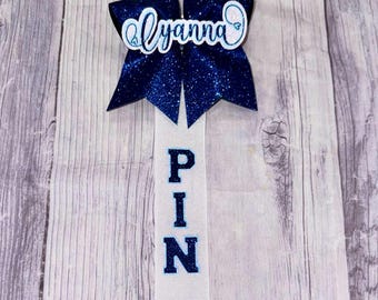 Navy Blue & Light Blue Glitter Pin Me Ribbon