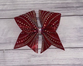 Red Glitter Bursting Rhinestone Cheer Bow