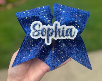 Royal Blue Rhinestone Cheer Bow