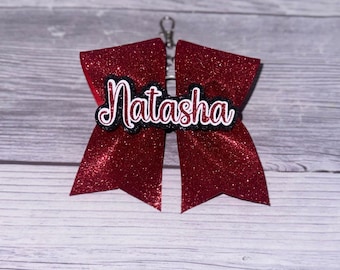Red Glitter Mini Cheer Bow Keychain