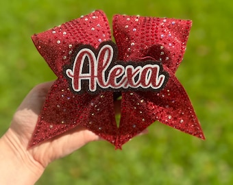 Red Rhinestone Cheer Bow