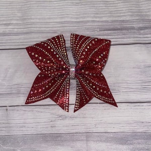 Red Glitter Bursting Rhinestone Cheer Bow