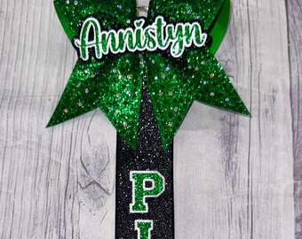 Green Rhinestone Pin Me Ribbon