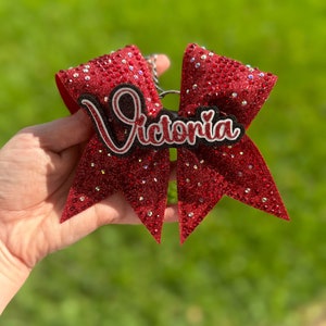 Red Rhinestone Mini Keychain Cheer Bow