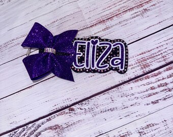 Purple & Black Rhinestone Bag Tag with Bow