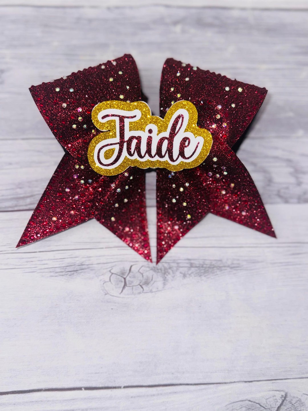 Personalized Maroon Rhinestone Cheer Bow - Etsy