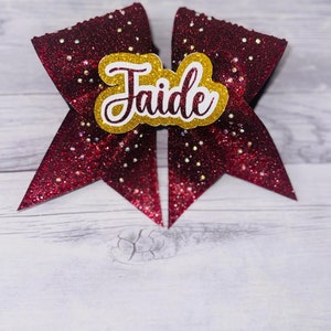 Personalized Maroon Rhinestone Cheer Bow