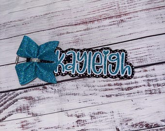 Teal Rhinestone Bag Tag with Bow