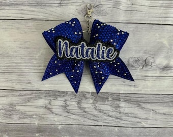 Royal Blue Rhinestone Mini Cheer Bow Keychain