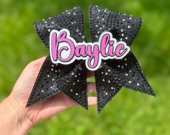 Black Rhinestone Cheer Bow