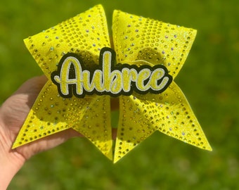 Yellow Rhinestone Cheer Bow
