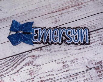Cornflower/Carolina Blue Rhinestone Bag Tag with Bow