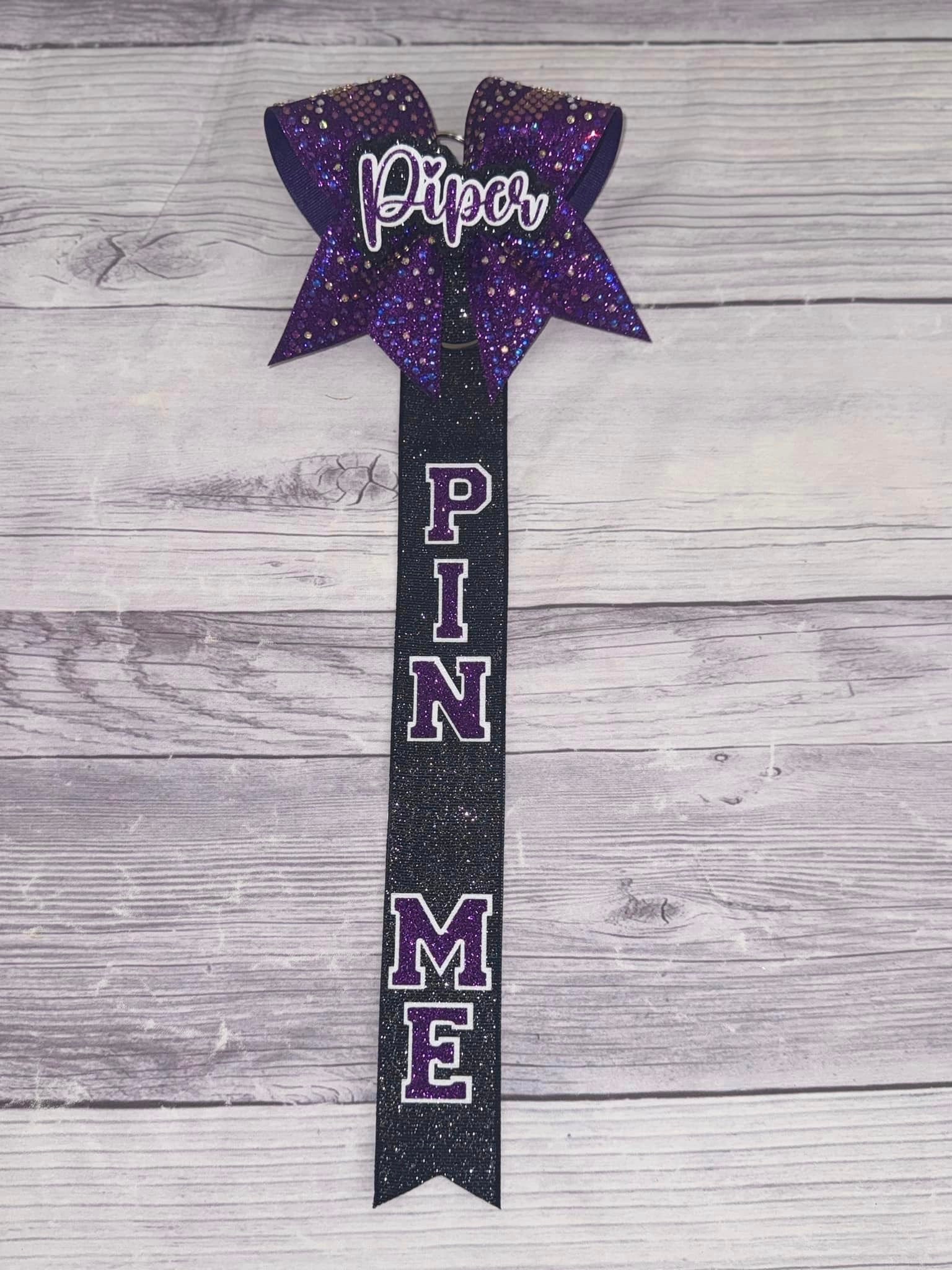 Purple Rhinestone Cheer Pin Me Ribbon - Etsy
