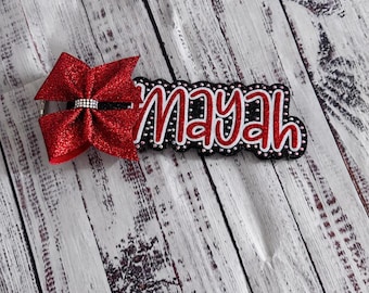 Red Rhinestone Bag Tag with Bow