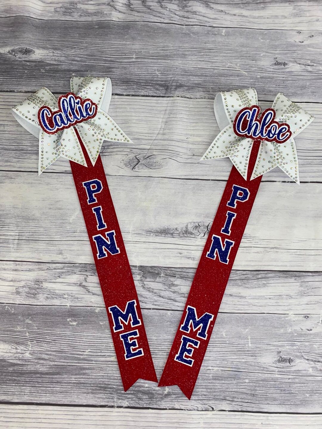 White, Red and Royal Rhinestone Pin Me Ribbon - Etsy