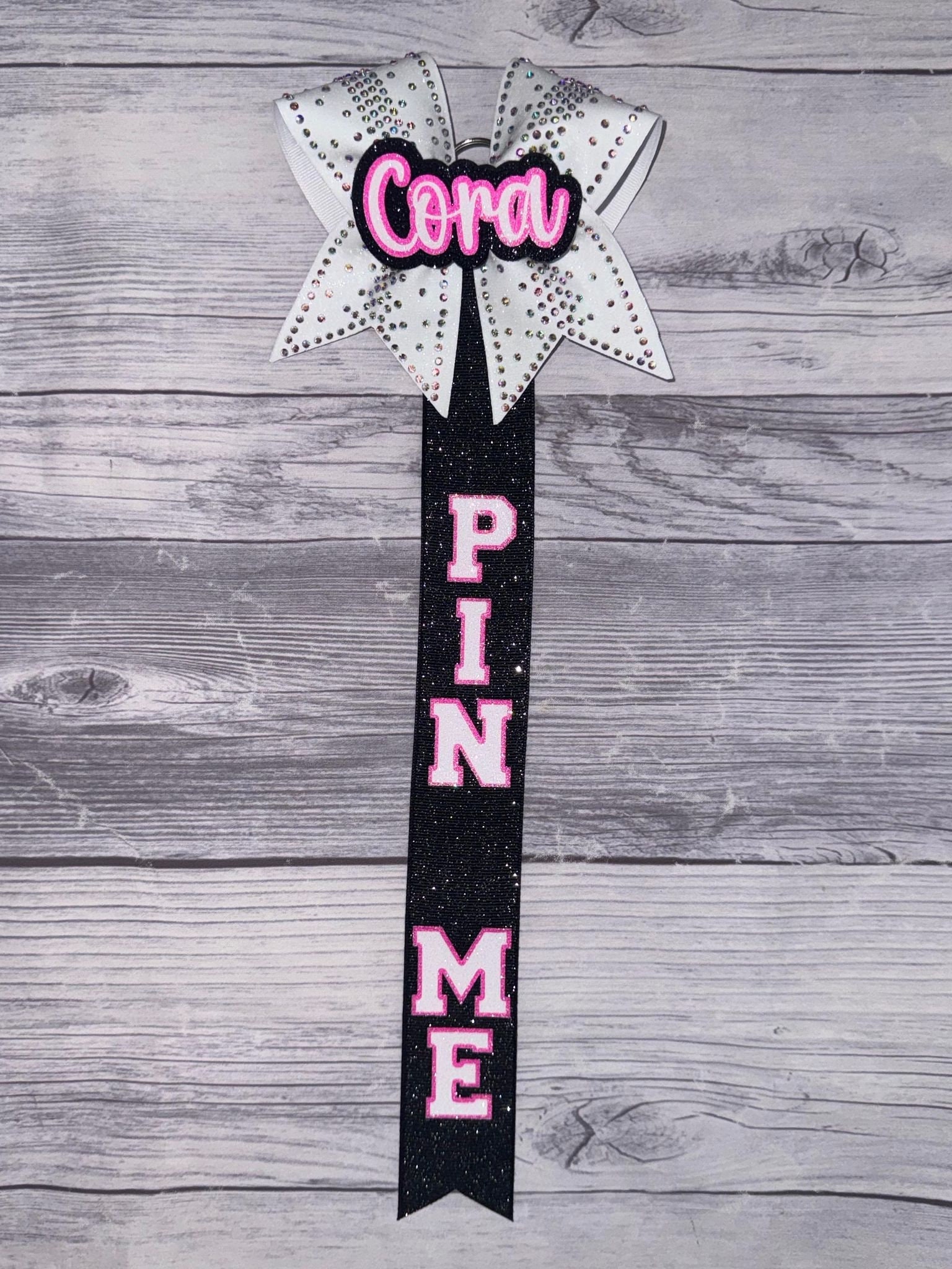White Rhinestone Cheer Pin Me Ribbon - Etsy