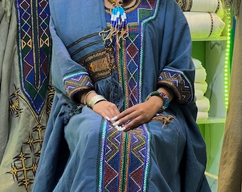 Ethiopian Raya Wollo Traditional Dark Blue Dress
