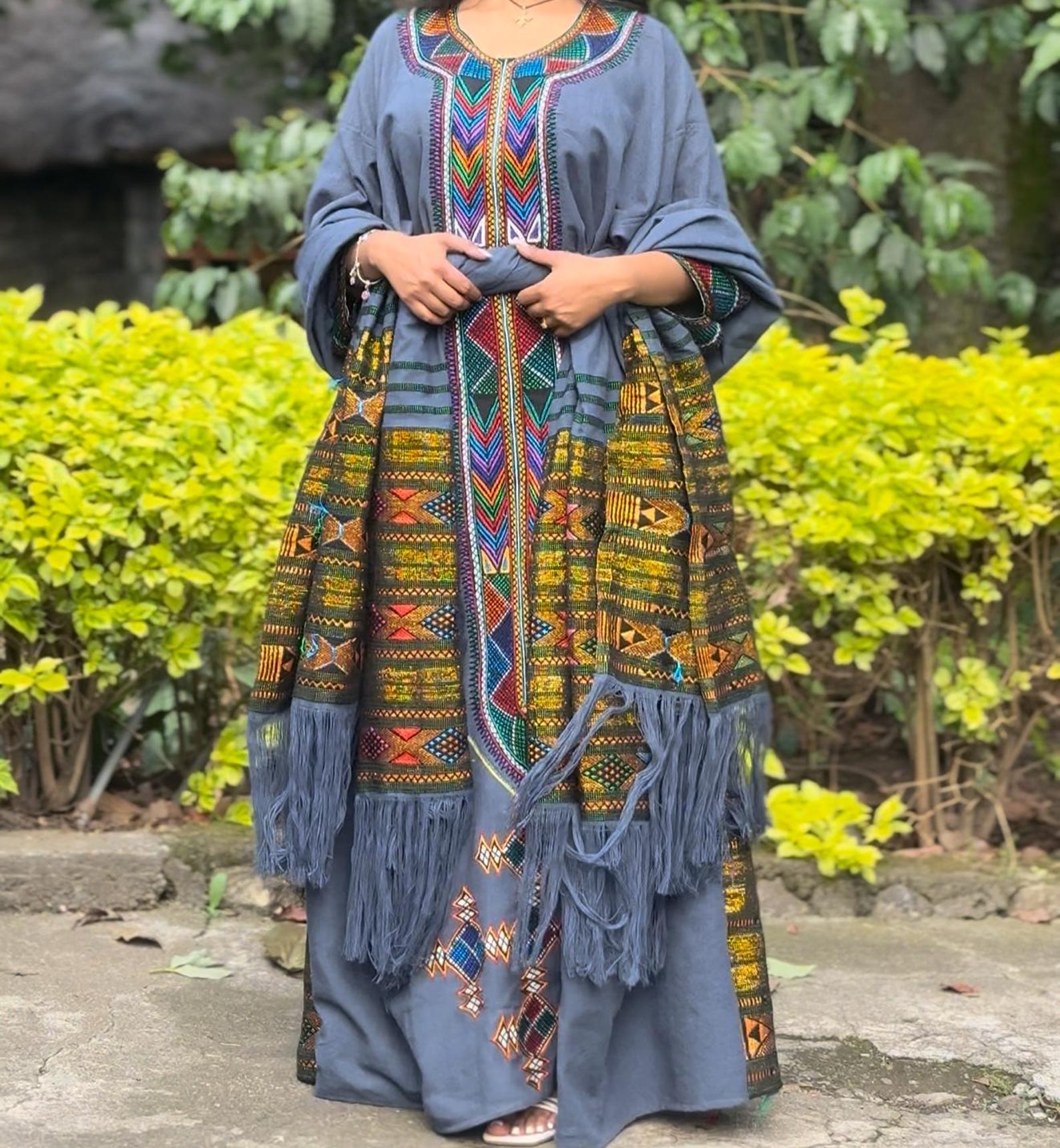 Ethiopian Raya Wollo Traditional White Fabric Gumaj Embroidery Habesha ...