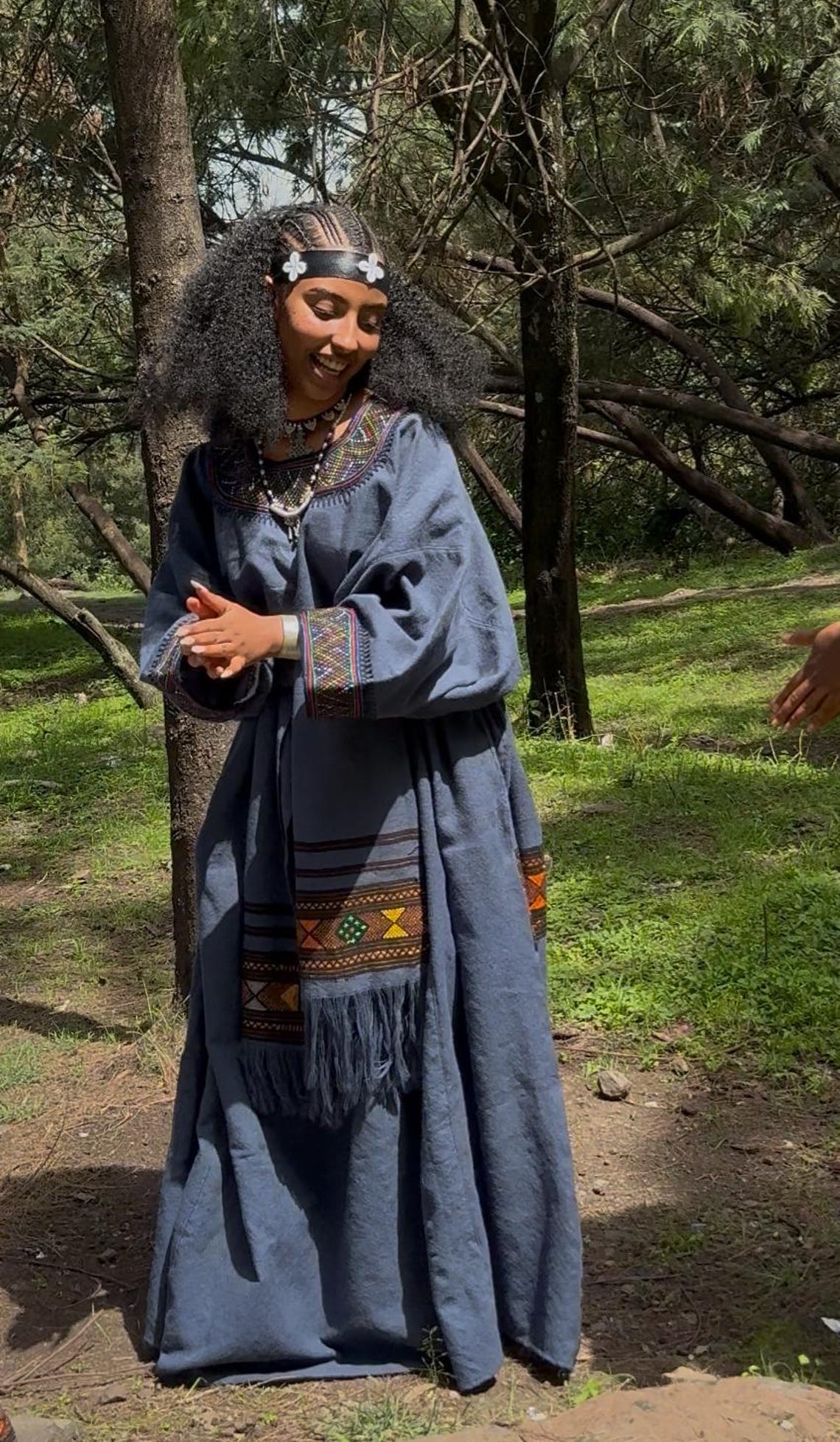 Ethiopian Raya Wollo Traditional Dark Blue Fabric Embroidery Habesha ...