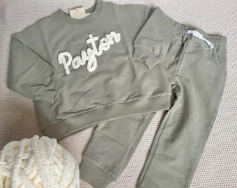 kids embroidered jogger set personalized name outfits for kids