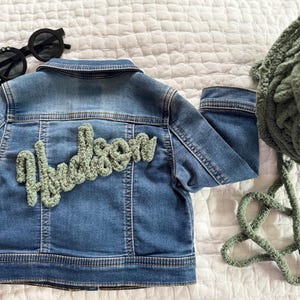 Boys Name Jacket, Custom Embroidered Denim Jacket for kids, Personalized boy jacket, custom unisex toddler kids name Jean jacket