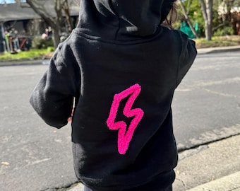 Kids Sweatshirt Embroidered Children’s Embroidered Jacket Lightning Bolt Sweatshirt Unique Clothing for Kids Lightening Bolt Clothing